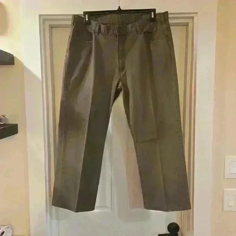 Kenneth Cole Mens Straight Leg Relaxed Fit Cotton Jeans Taupe Size 38W